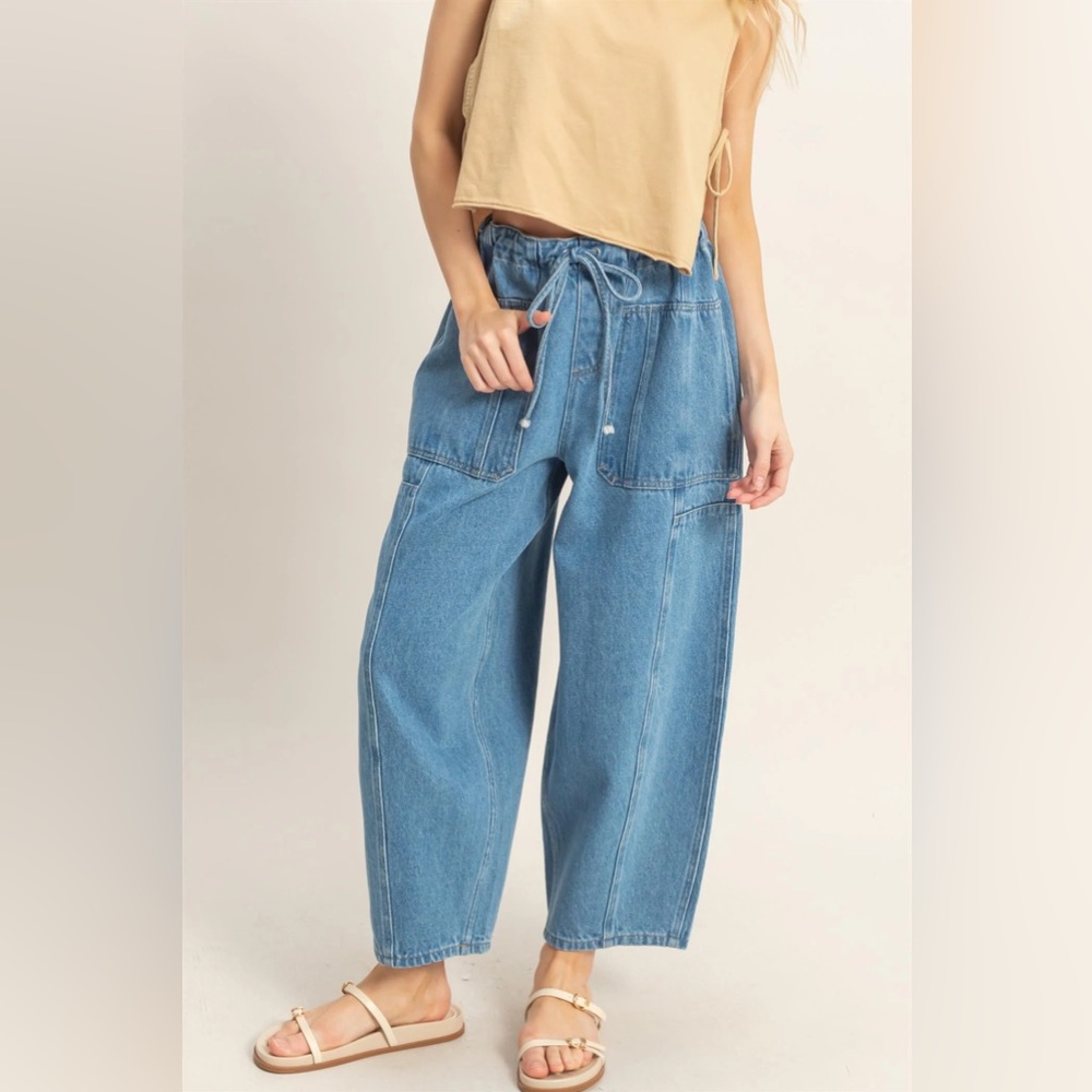 HYFVE Light Blue Drawstring Boyfriend Jeans